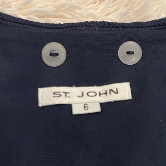 St. John Nautical Santana Knit Navy Blue Striped Vest Chain Blazer Jacket 6 Wool - Picture 8 of 9